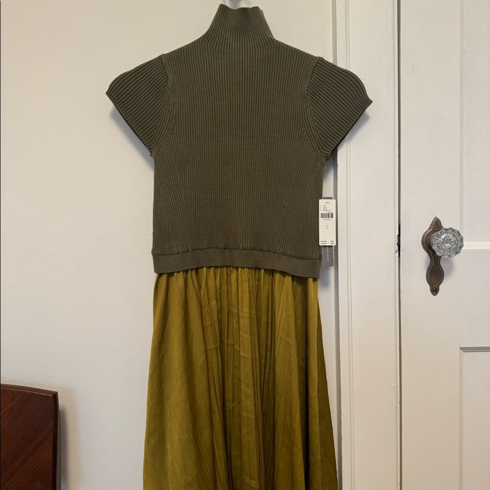 Anthropologie Thea Short Sleeve Twofer Mini Dress size small two tone green